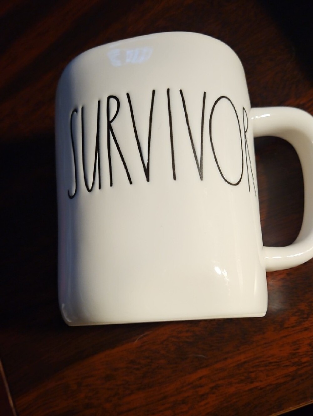 Rae Dunn White Mug with Black 'SURVIVOR' Lettering - Picture 3 of 4
